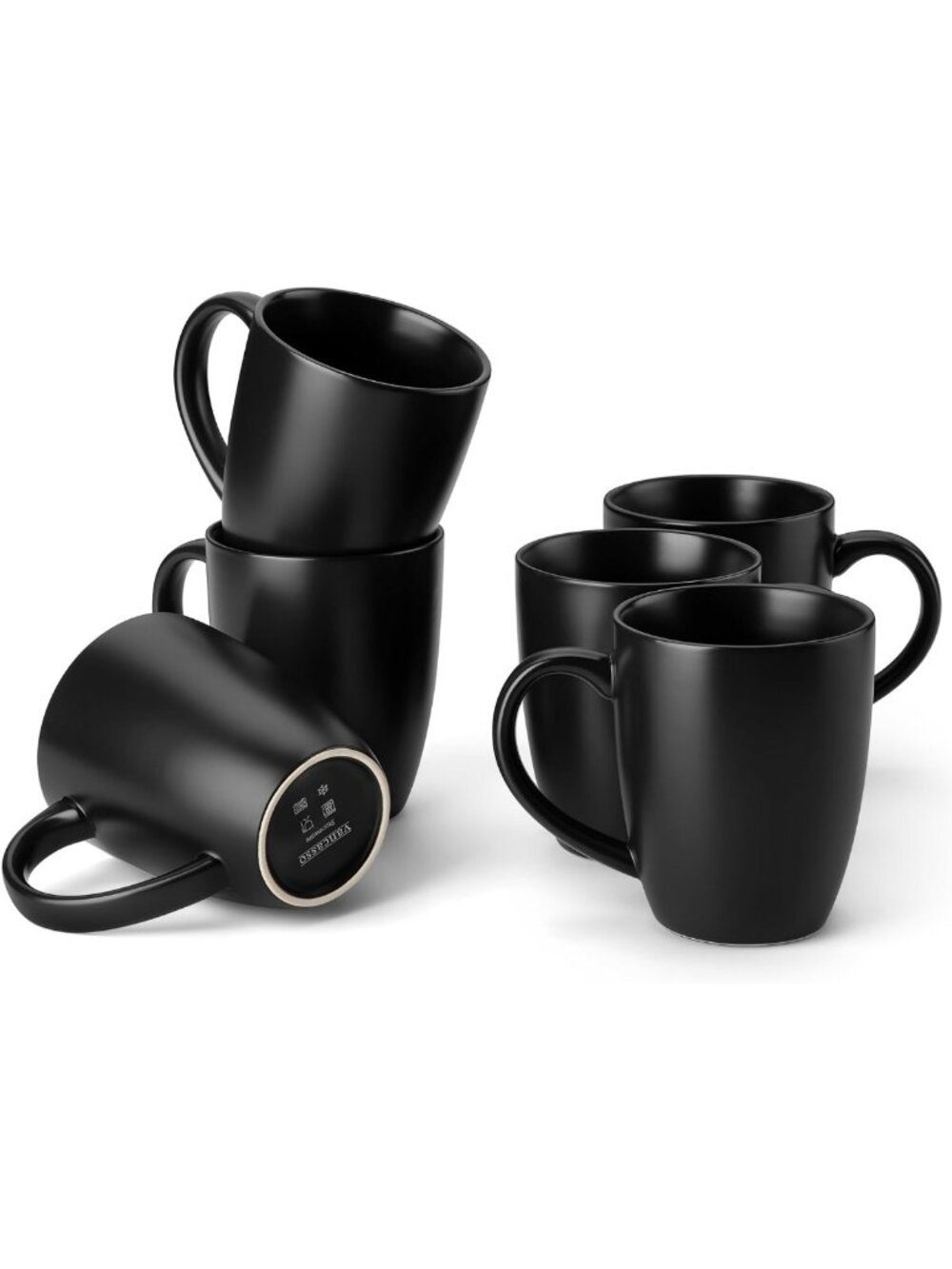 Set of 6 Ceramic Coffee Mugs - 16 Oz Tea Cups for Latte, Tea, Cappuccino, Black